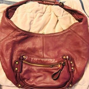 Hype Maroon Leather Hobo Bag